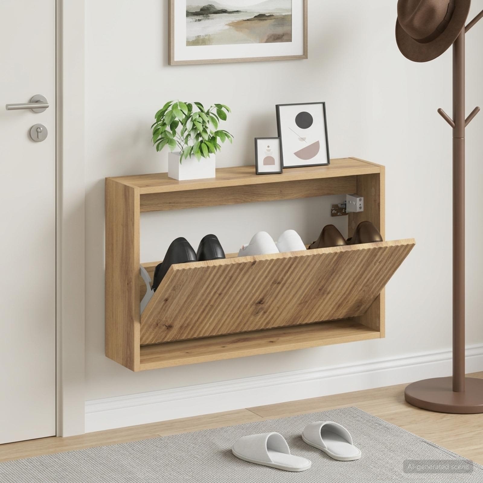 vidaXL Wandgemonteerde Schoenkast ARNHEM 71 x 17 x 43 cm Bewerkt hout