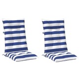 vidaXL Buiten Kussen 2 st Stof Blauw en Wit 120 x 50 x 7 cm