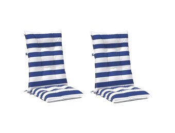 vidaXL Buiten Kussen 2 st Stof Blauw en Wit 120 x 50 x 7 cm