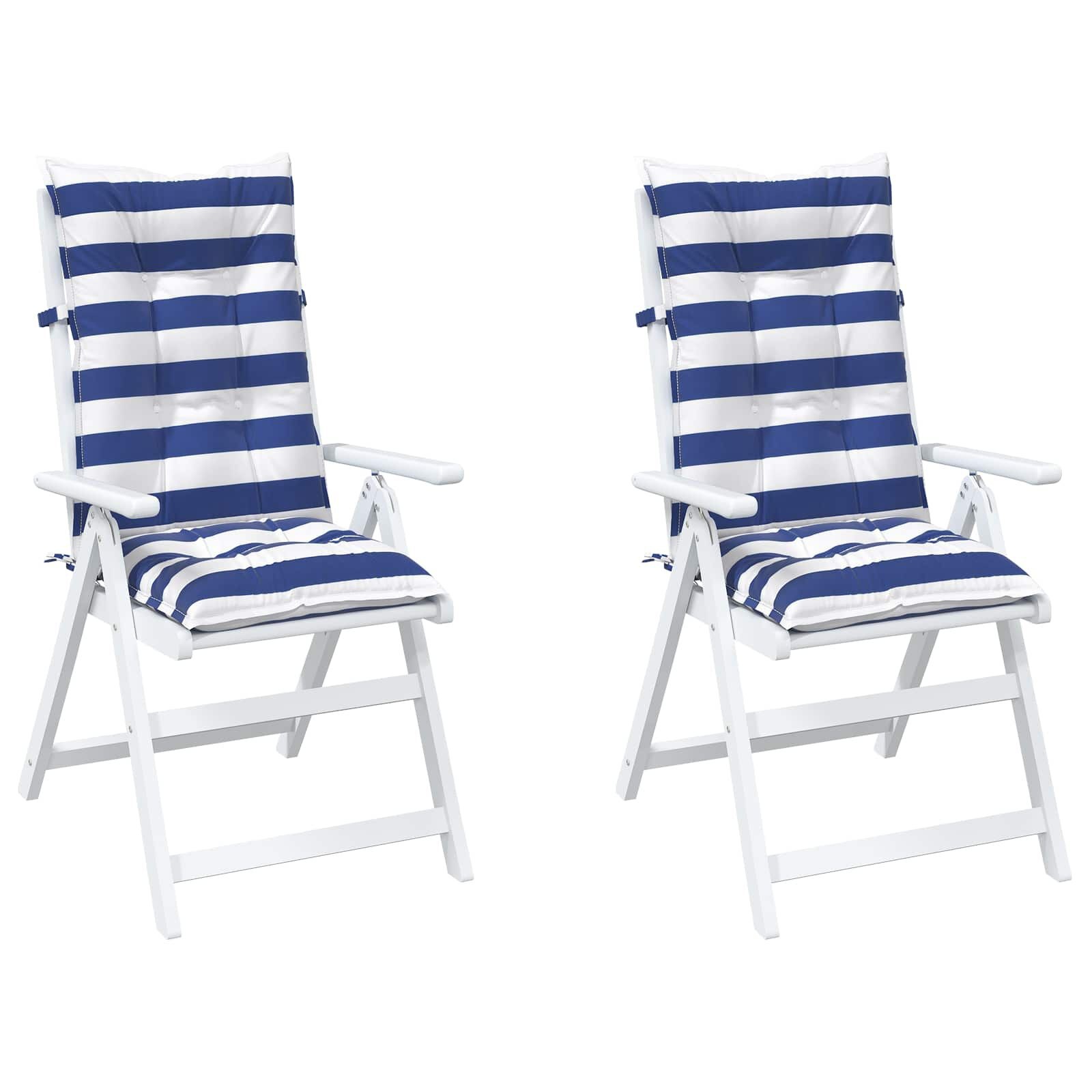 vidaXL Buiten Kussen 2 st Stof Blauw en Wit 120 x 50 x 7 cm