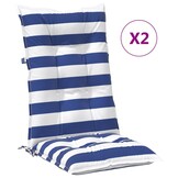 vidaXL Buiten Kussen 2 st Stof Blauw en Wit 120 x 50 x 7 cm