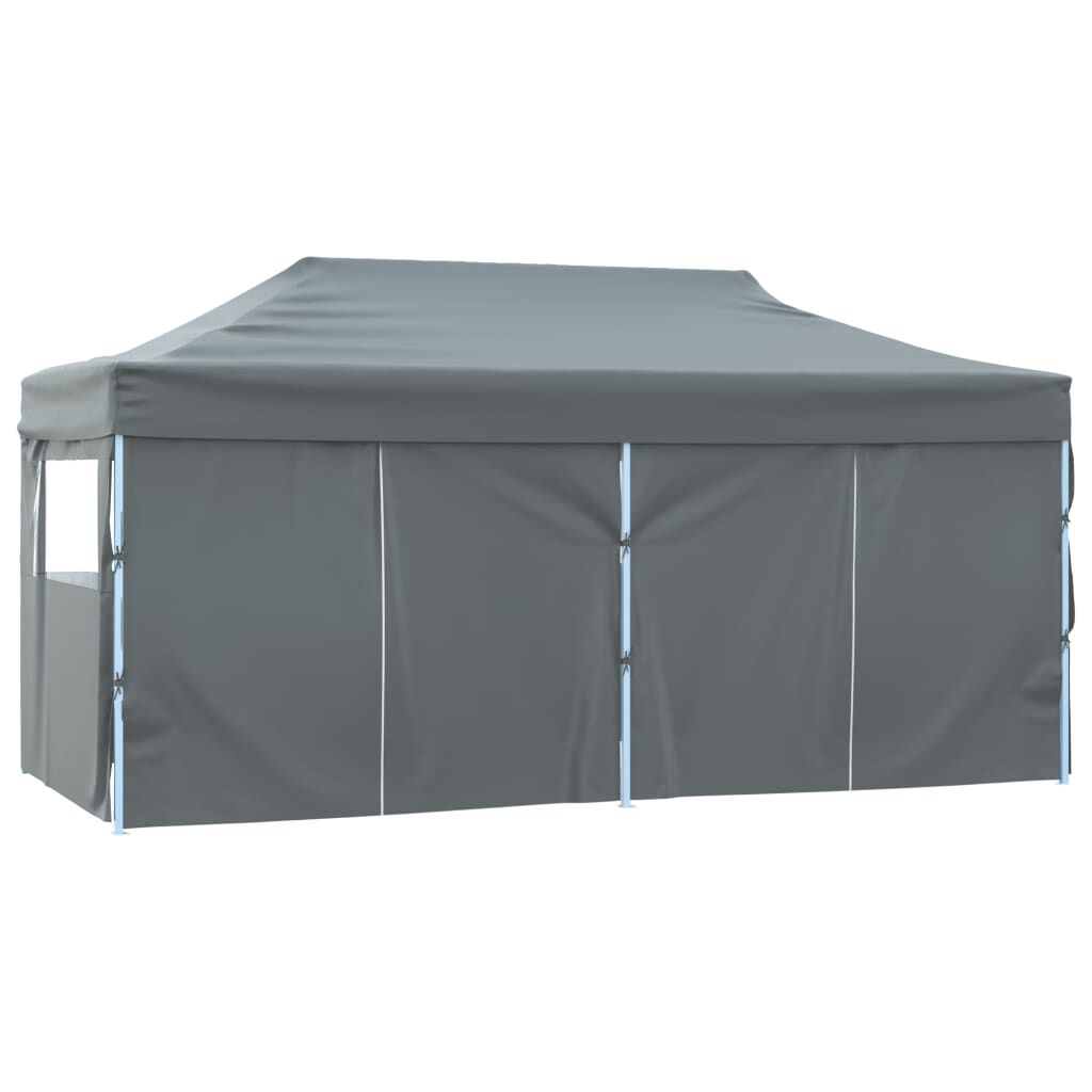 vidaXL Partytent met 4 zijwanden inklapbaar 3x6 m staal antraciet