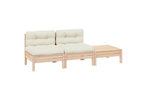 vidaXL Loungeset Grenenhout Crèmekleurig - 3 Delig (34% Korting)