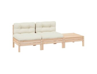 vidaXL Loungeset Grenenhout Crèmekleurig - 3 Delig (34% Korting)