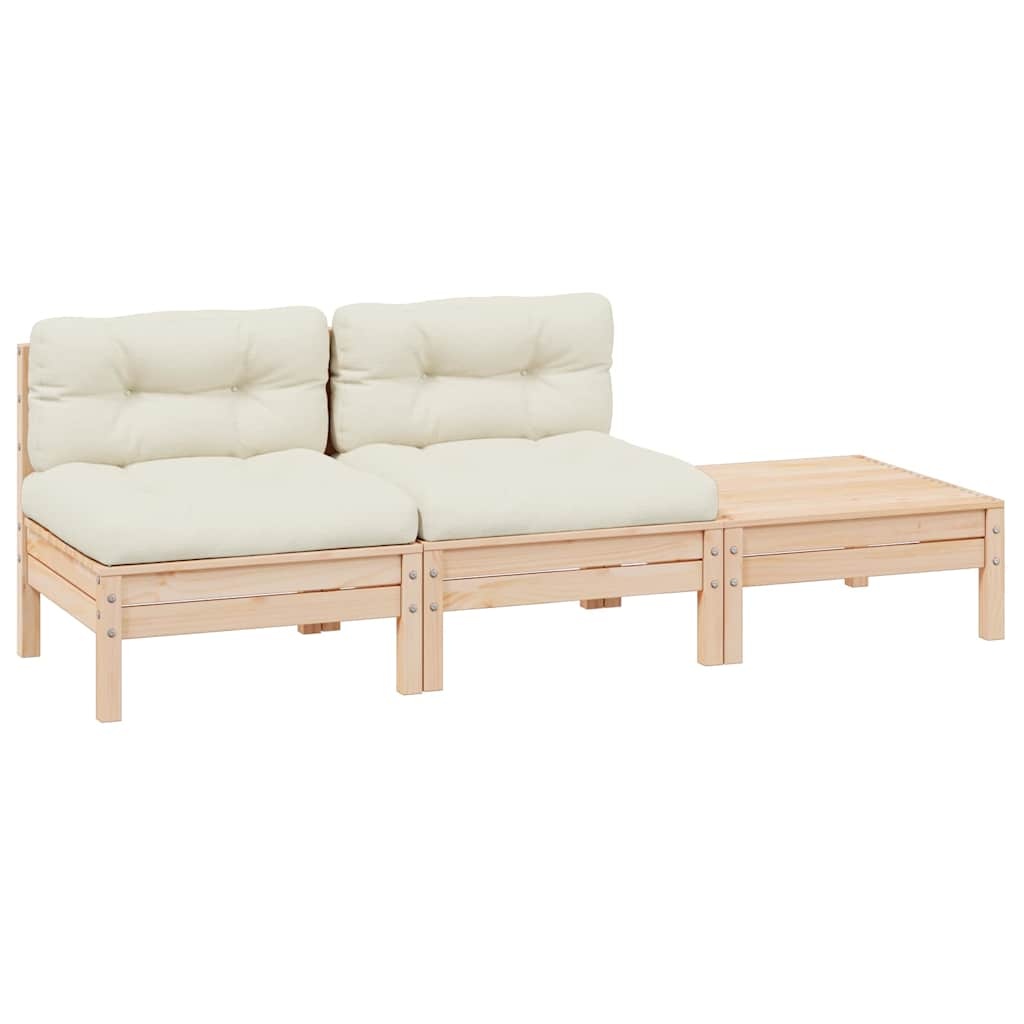 vidaXL Loungeset Grenenhout Crèmekleurig - 3 Delig (34% Korting)