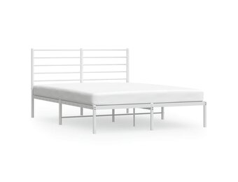 vidaXL Bedframe met hoofdbord metaal wit 120x200 cm
