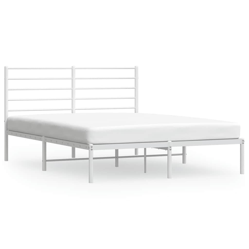 vidaXL Bedframe met hoofdbord metaal wit 120x200 cm