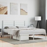 vidaXL Bedframe met hoofdbord metaal wit 120x200 cm