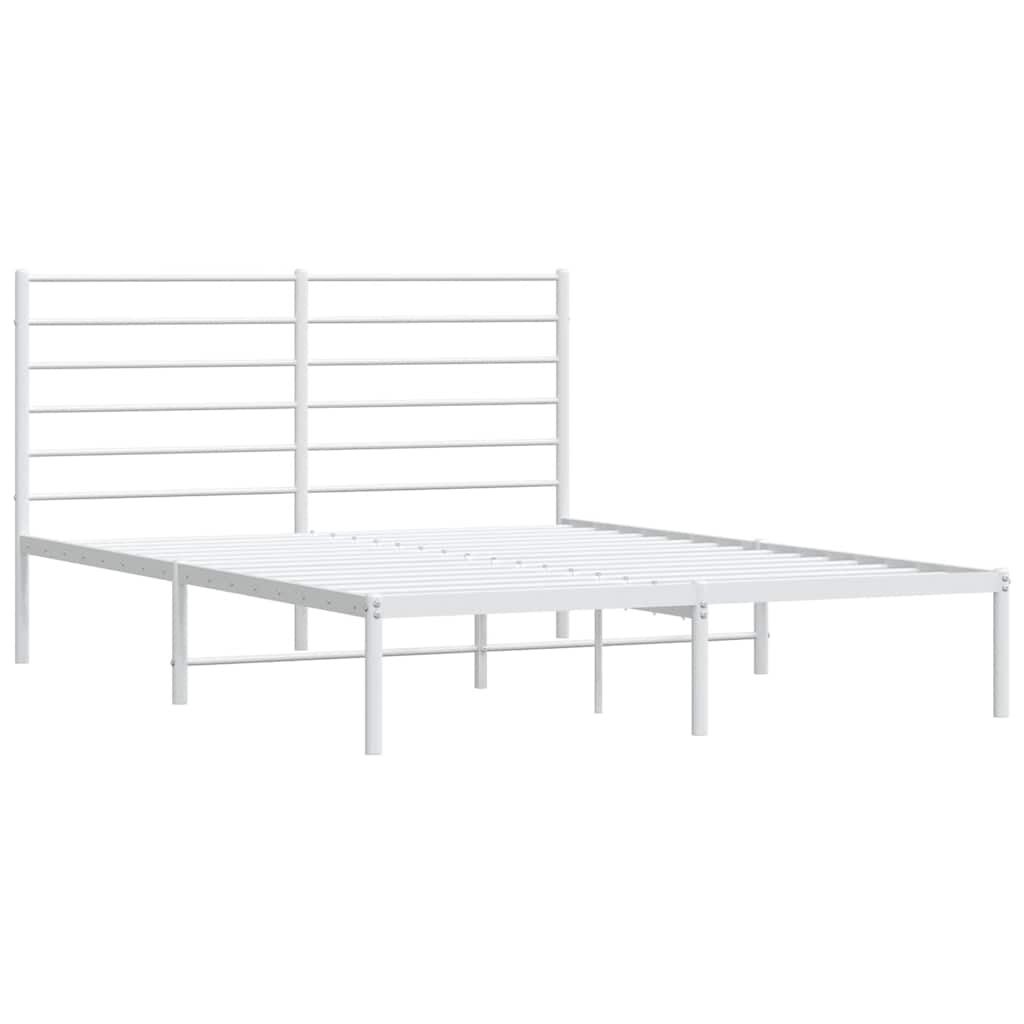 vidaXL Bedframe met hoofdbord metaal wit 120x200 cm