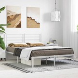 vidaXL Bedframe met hoofdbord metaal wit 120x200 cm