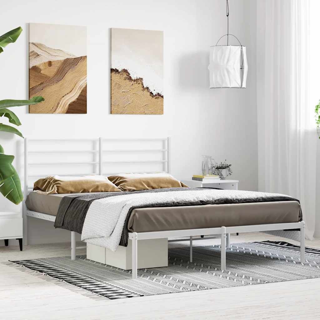 vidaXL Bedframe met hoofdbord metaal wit 120x200 cm