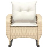 vidaXL Tuinschommelstoel met kussens poly rattan beige