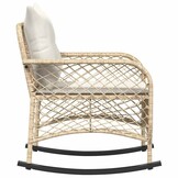 vidaXL Tuinschommelstoel met kussens poly rattan beige