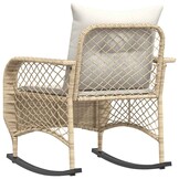 vidaXL Tuinschommelstoel met kussens poly rattan beige