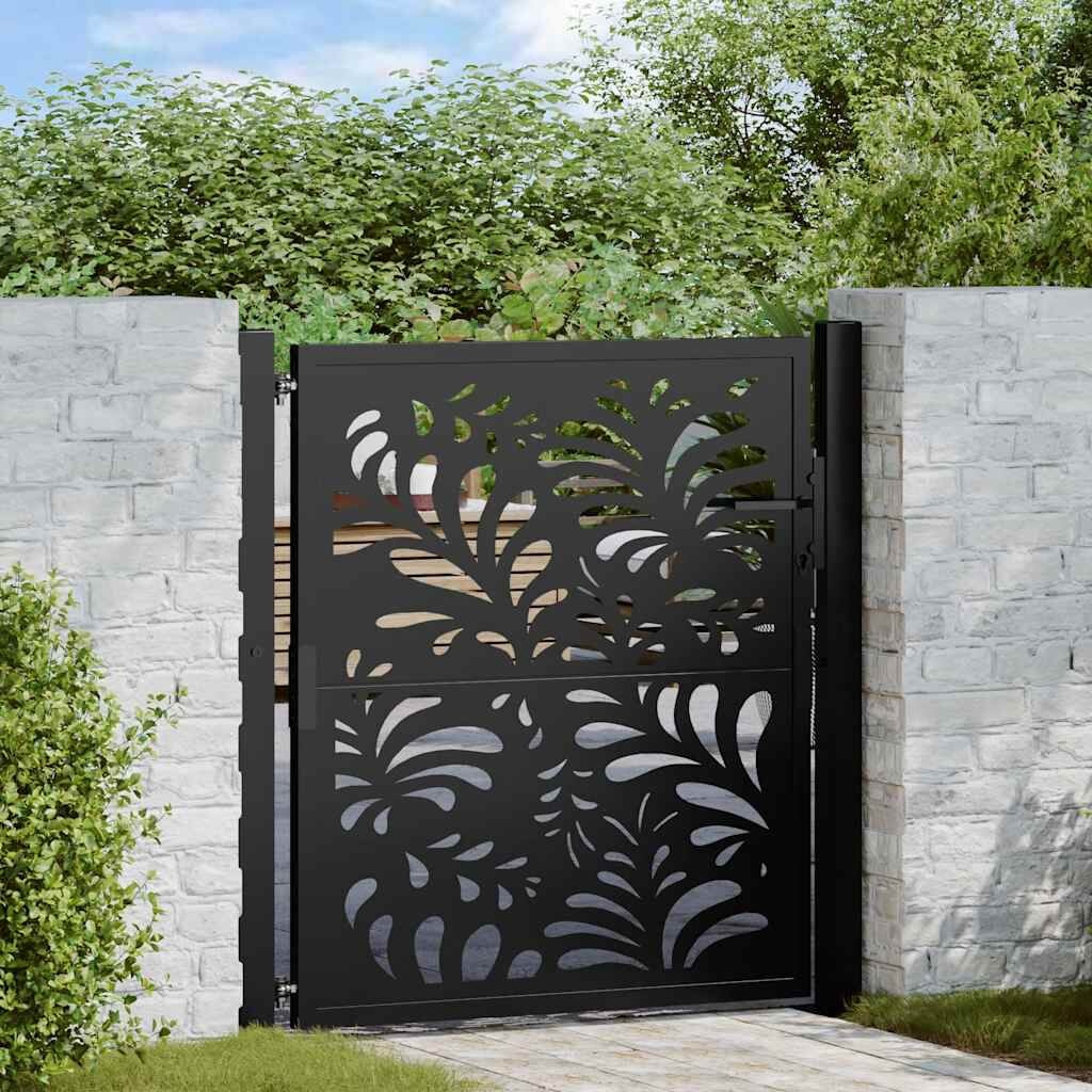 vidaXL Poort met golfontwerp 100x100 cm staal zwart