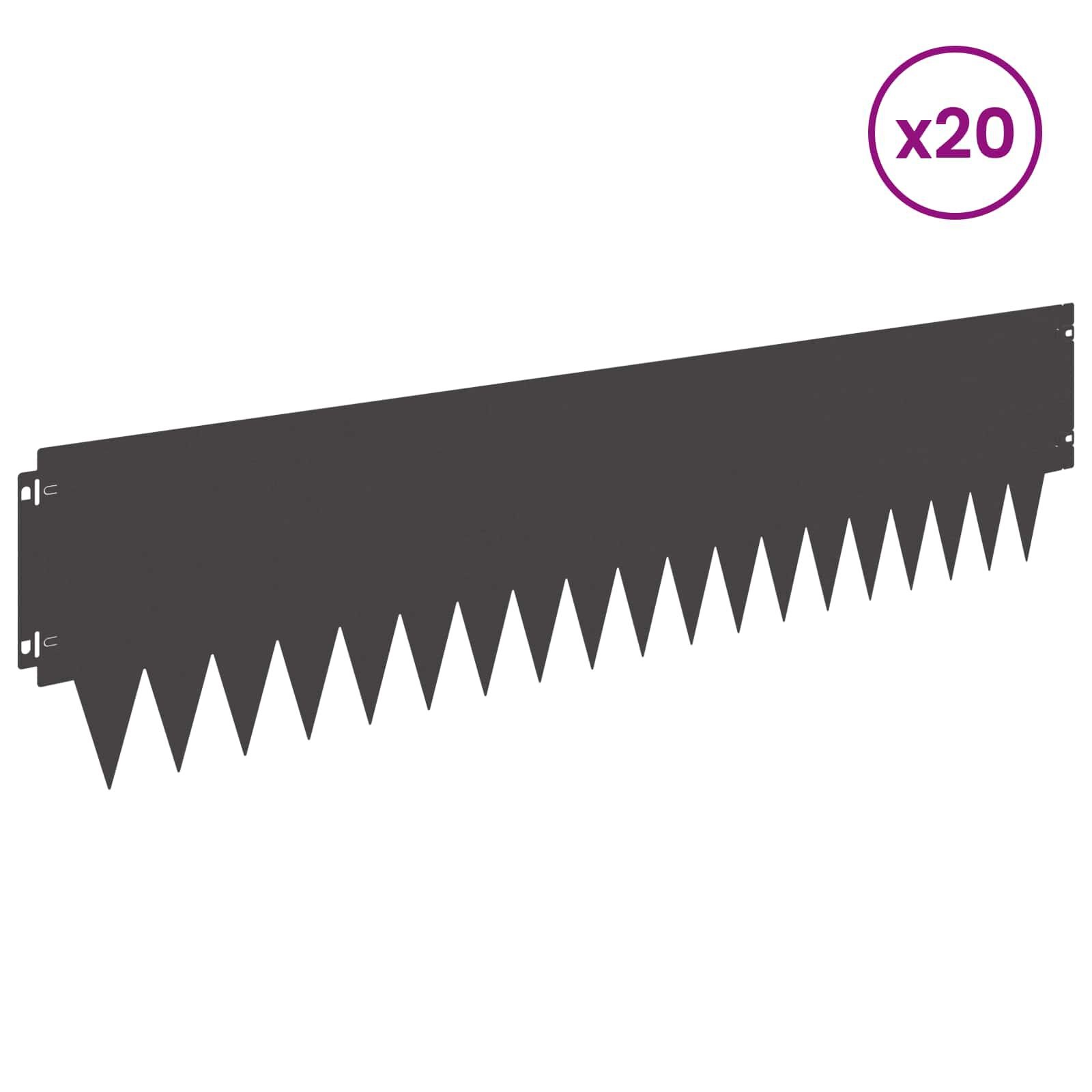 vidaXL Gazonrand 20 st 103 x 25 cm Steel Zwart