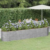vidaXL Plantenbak 368x80x68 cm gegalvaniseerd staal zilverkleurig