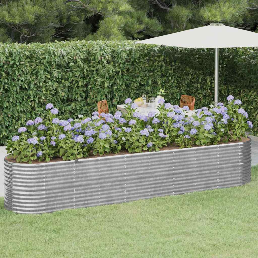 vidaXL Plantenbak 368x80x68 cm gegalvaniseerd staal zilverkleurig