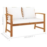 vidaXL Tuinbank 120 cm en crèmekleurig kussen acaciahout