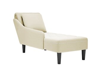 vidaXL Chaise longue met kussen&rechterarmleuning fluweel crèmekleurig