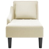 vidaXL Chaise longue met kussen&rechterarmleuning fluweel crèmekleurig
