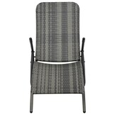 vidaXL Ligbed inklapbaar poly rattan grijs