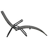 vidaXL Ligbed inklapbaar poly rattan grijs
