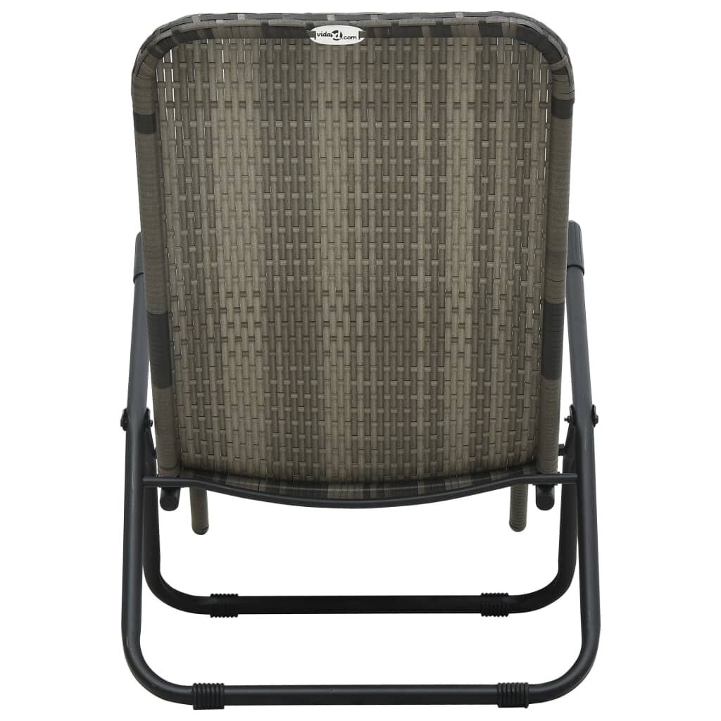 vidaXL Ligbed inklapbaar poly rattan grijs