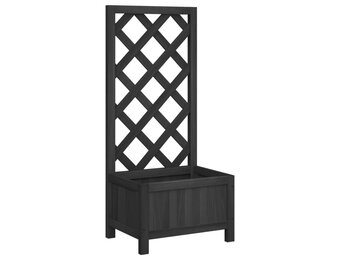 vidaXL Plantenbak met latwerk 40x30x90 cm massief vurenhout zwart