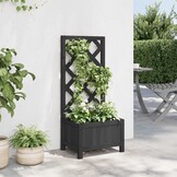 vidaXL Plantenbak met latwerk 40x30x90 cm massief vurenhout zwart