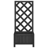 vidaXL Plantenbak met latwerk 40x30x90 cm massief vurenhout zwart