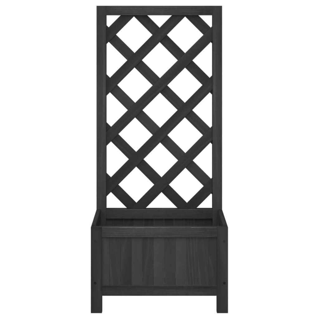 vidaXL Plantenbak met latwerk 40x30x90 cm massief vurenhout zwart