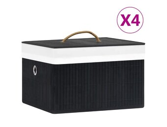 vidaXL Opbergboxen 4 st bamboe zwart