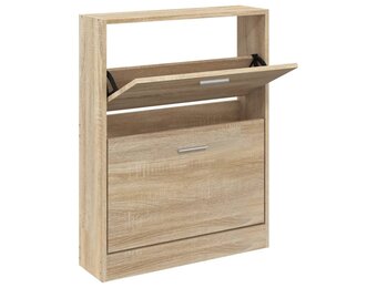 vidaXL Schoenenkast 59x17x81 cm bewerkt hout eikenkleurig