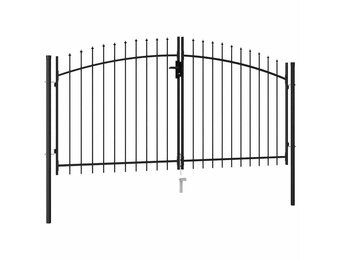vidaXL Poort met puntige bovenkant dubbel 3x1,5 m staal zwart
