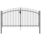 vidaXL Poort met puntige bovenkant dubbel 3x1,5 m staal zwart