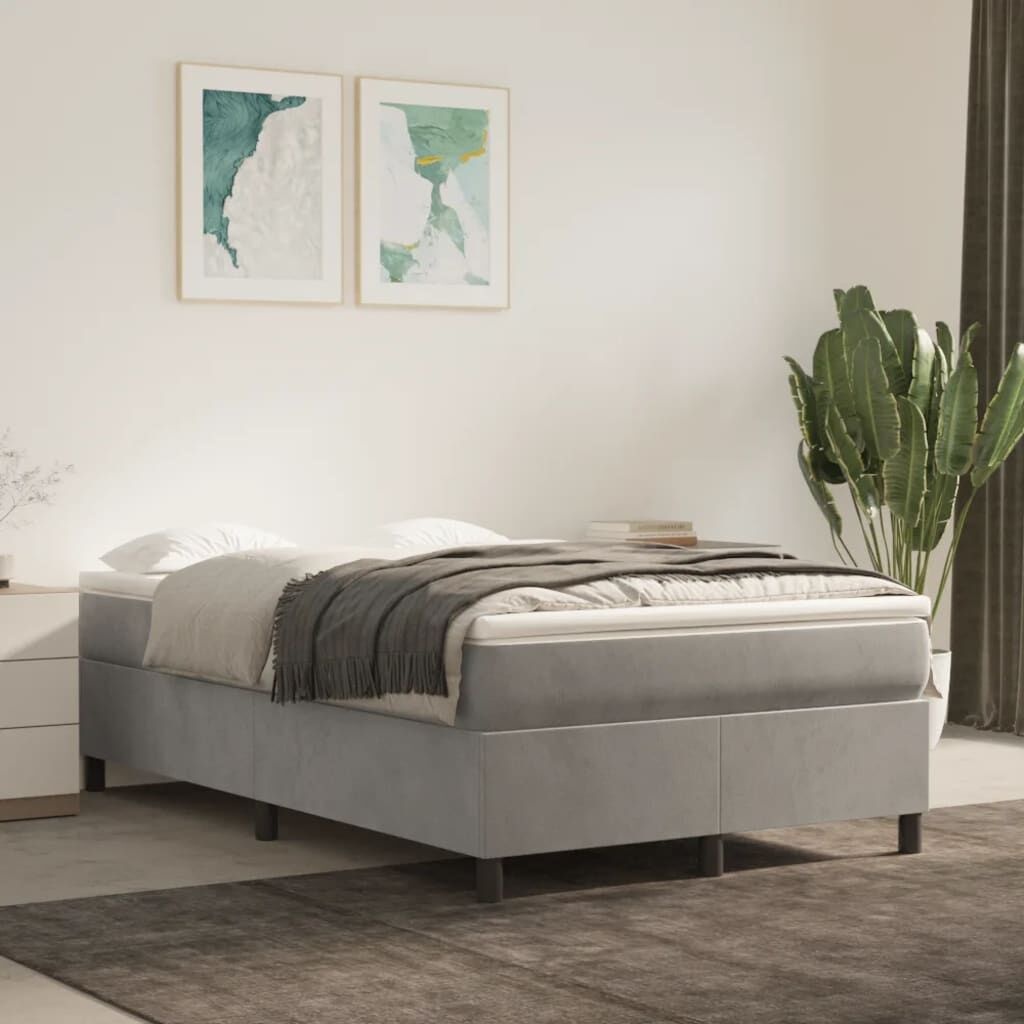 vidaXL Bedframe zonder matras 120x200 cm fluweel lichtgrijs