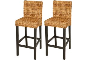 VidaXL Barkrukken Set van 2, Abaca & Mahoniehout - 35% Korting