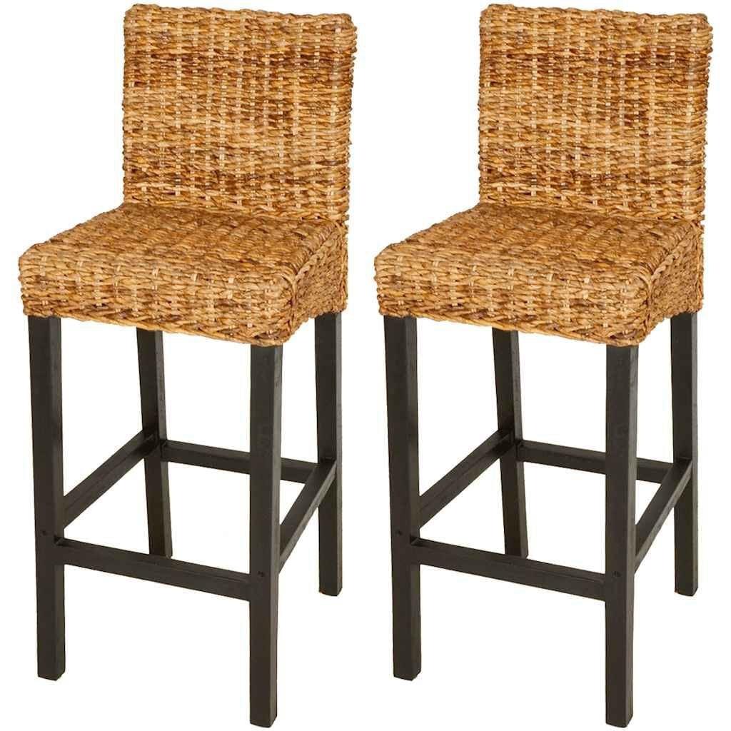 VidaXL Barkrukken Set van 2, Abaca & Mahoniehout - 35% Korting