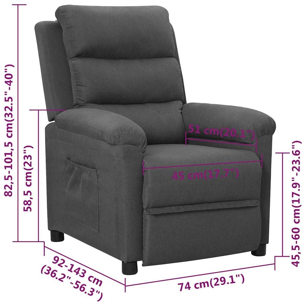 Verstelbare Stoffen Fauteuil - Donkergrijs - 35% Korting