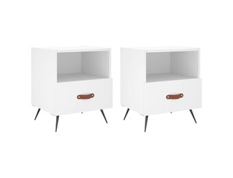 Nachtkastjes 2 stuks 40x35x47,5 cm Wit Bewerkt Hout (33% Korting)