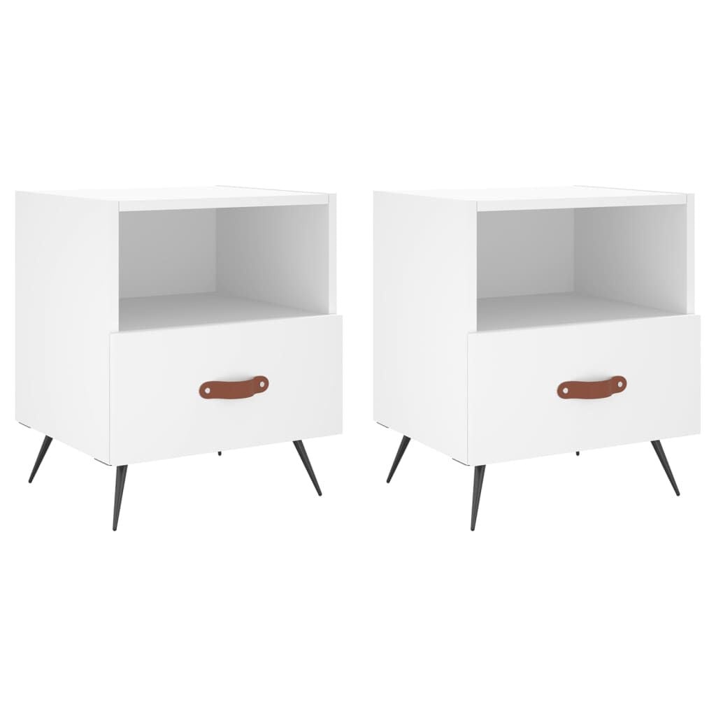 Nachtkastjes 2 stuks 40x35x47,5 cm Wit Bewerkt Hout (33% Korting)