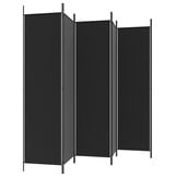 Kamerscherm met 6 panelen - 300x200 cm Stof Zwart - 34% Korting!