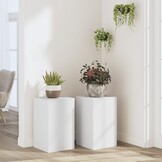 Plantenstandaards 2 stuks Wit Bewerkt Hout 50x30x30 cm - 53% Korting