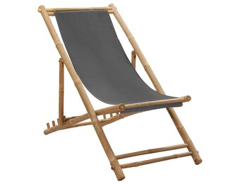 VidaXL Ligstoel Bamboe & Canvas Donkergrijs - 33% Korting