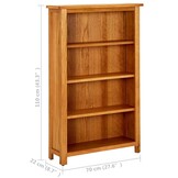 Boekenkast Massief Eikenhout - 4 Schappen - 70x22x110 cm - 35% Korting