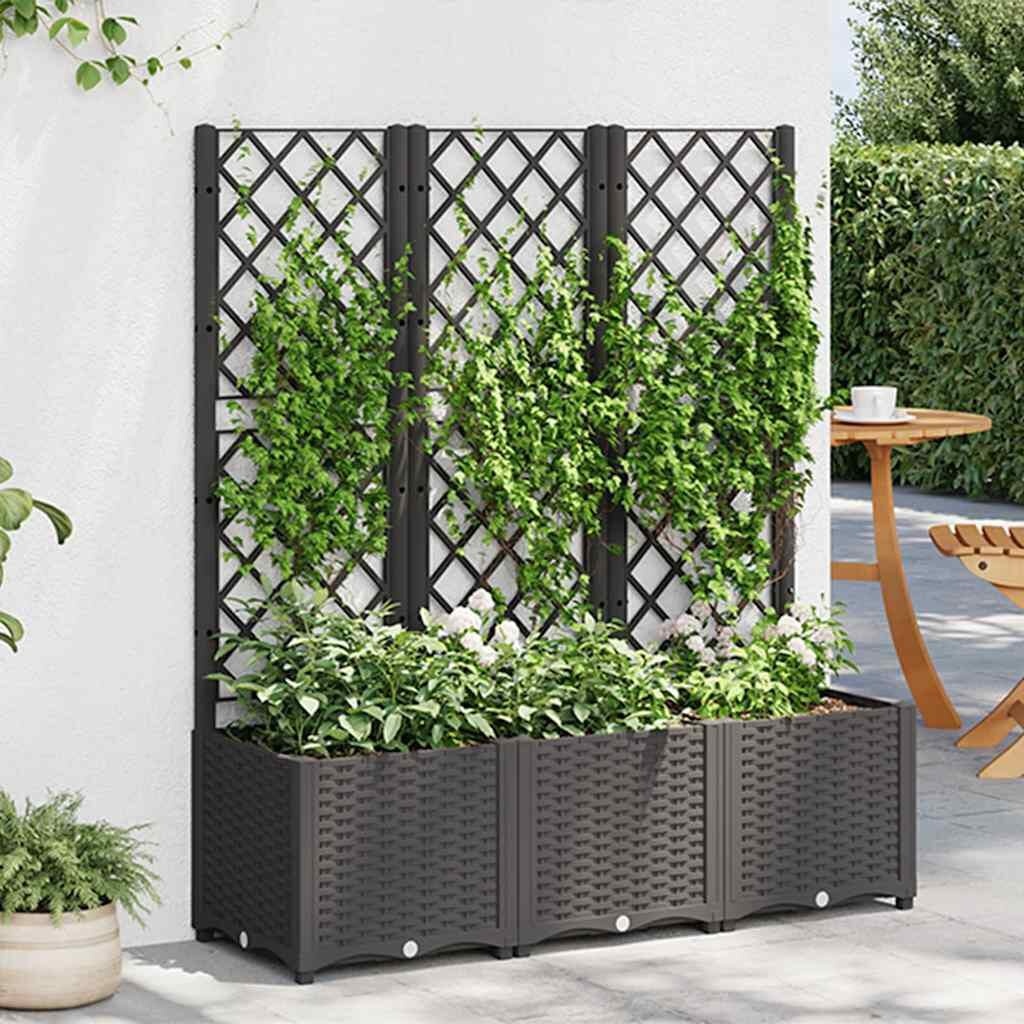 Plantenbak met latwerk Zwart 120cm - 54% Korting