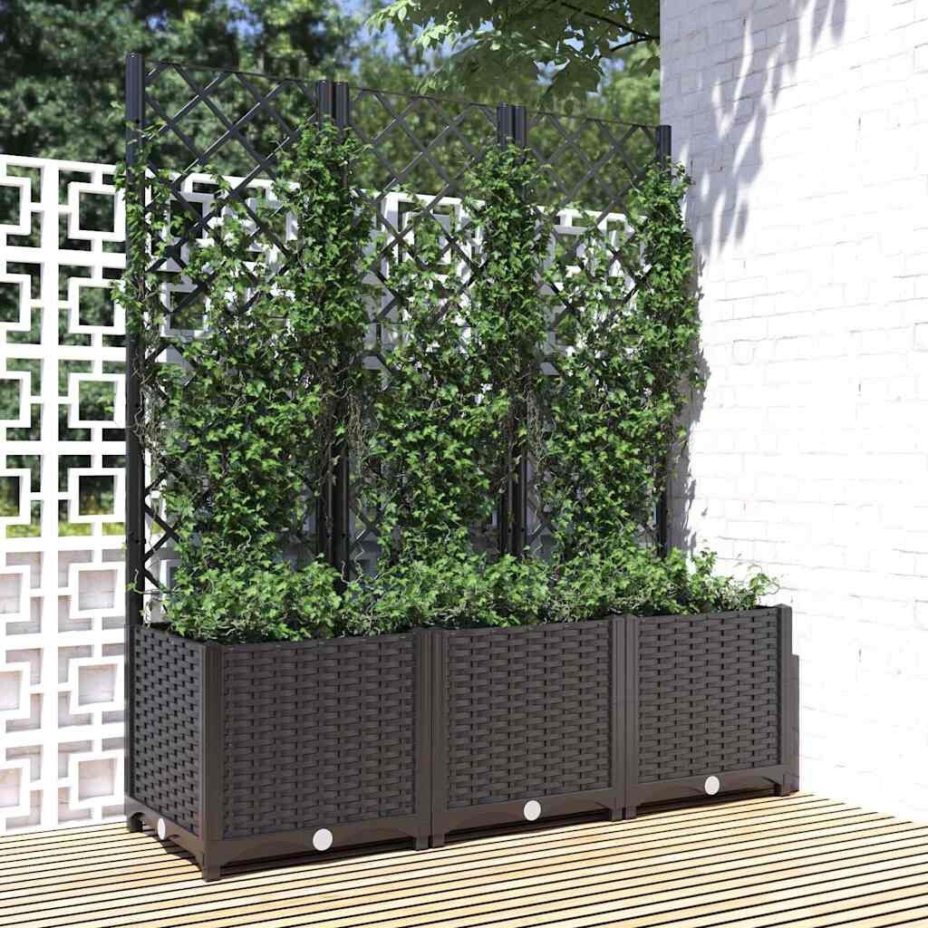 Plantenbak met latwerk Zwart 120cm - 54% Korting