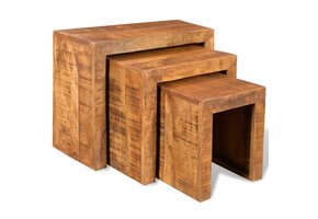VidaXL Bijzettafeltjes Set 3x Massief Mangohout - 35% Korting