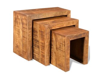 VidaXL Bijzettafeltjes Set 3x Massief Mangohout - 35% Korting